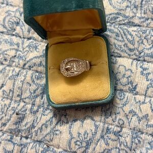 Vintage Diamond Sterling Silver Buckle Ring